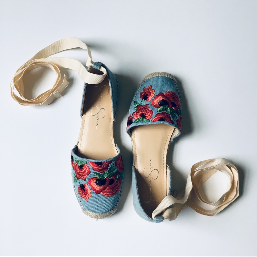 jessica simpson • embroidered espadrilles